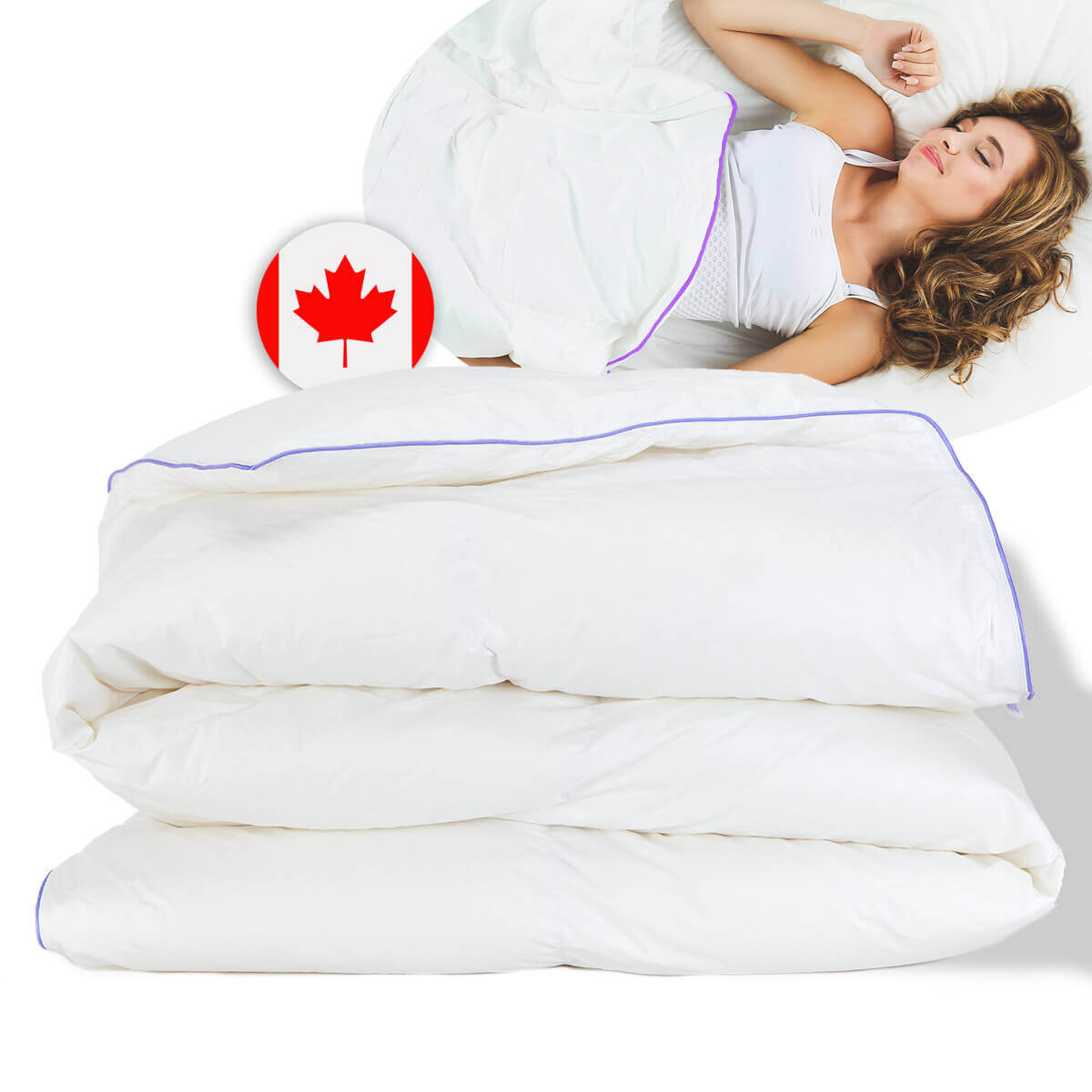 Luxurious Daunendecke Nordic duvet with Canadian flag, crafted for ultimate comfort and quality sleep by QUQON.