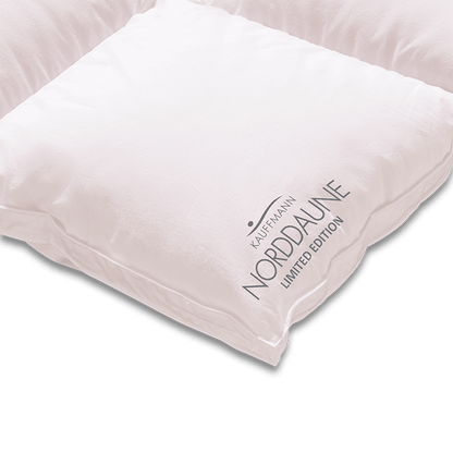 Luxurious Kauffmann Norddaune down duvet with premium cotton cover and 100% goose down filling.